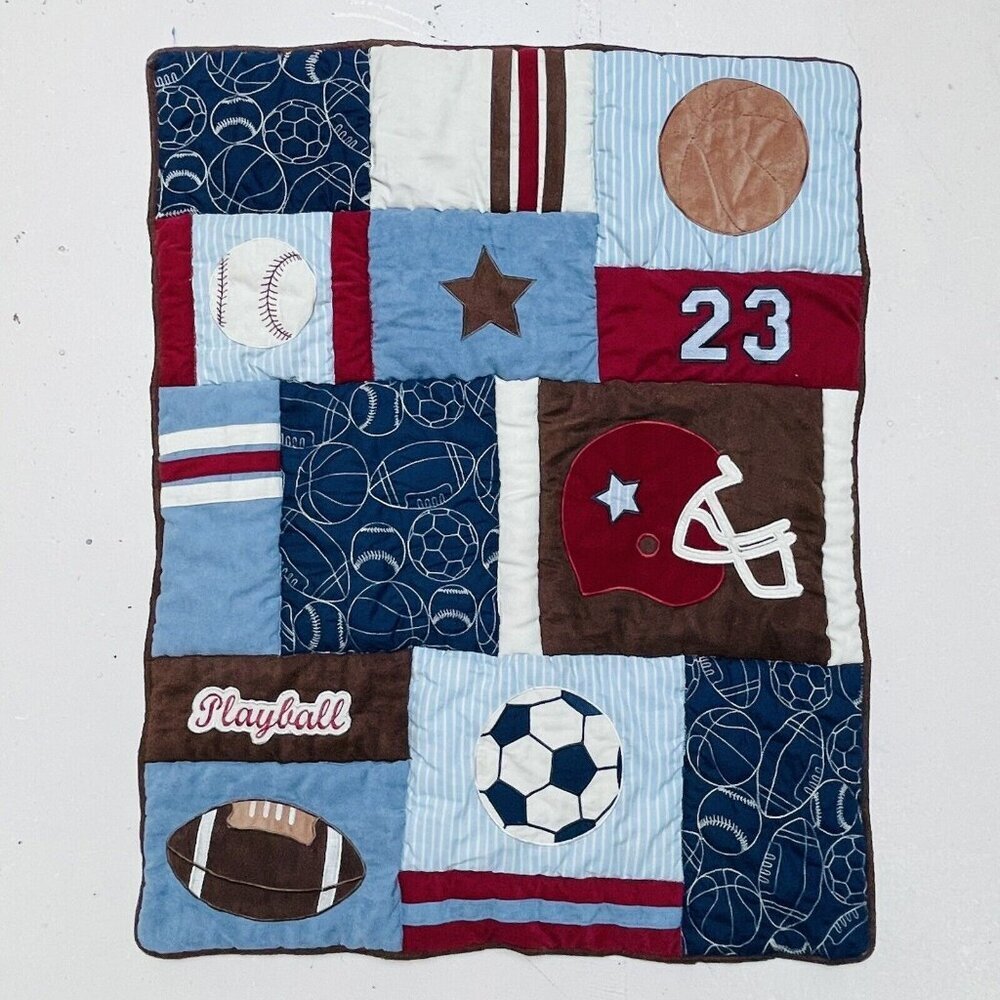 Nojo My Little Allstar Crib Bedding Football Baseball Soccer Sports Baby Blanket